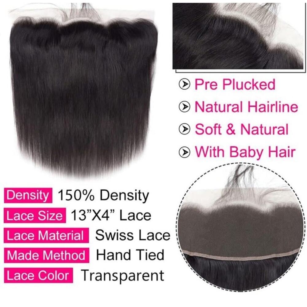 10A Human Hair 16 18 20 22 In Brazilian Virgin Human Hair Bundle With Frontal - Picture 4 of 6